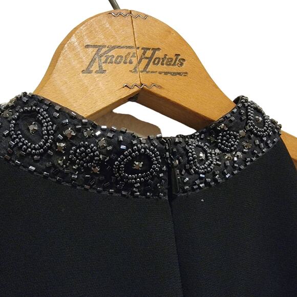 Beaded High Neck Sleeveless Black Dress - Picture 5 of 10